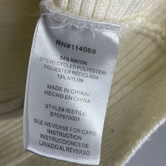 LOVE WHIT Crisscross Sweater Women XS Ivory Side Stripe Pullover Boat Neck - Picture 13 of 14